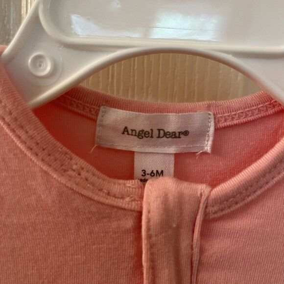 Angel Dear Pink Ruffle Zipper Footie Sleeper Bamboo Size 3-6 Months NWT - Picture 4 of 8